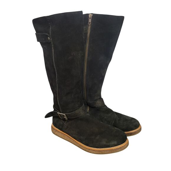 Ugg Australia Black Suede Water Resistant Riding Boots - Size 9 - Picture 1 of 7